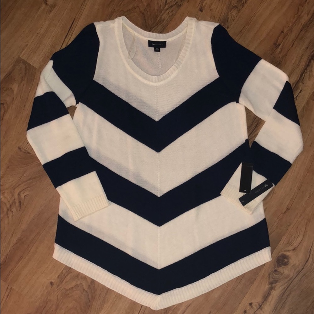 NWT Chevron Navy & White Sweater